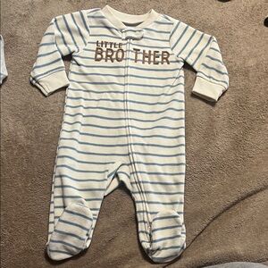 Carter's Blue and Cream Striped Footie Pajamas